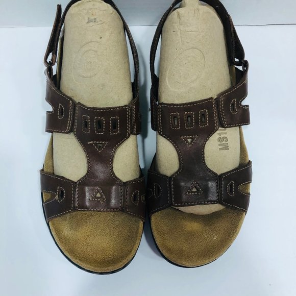 Clarks Clark's Sandals 11 Brown Open Toe Strappy Sling Back Cushioned Shoes - Picture 2 of 10